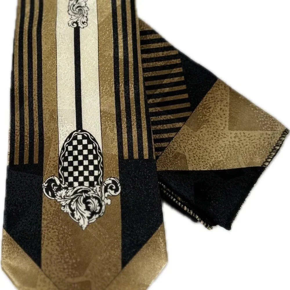 Da Ciro Boys Tie Hanky Set Mustard Cream Black 3